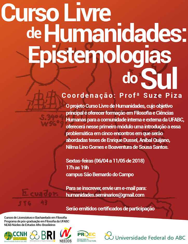 Folder divulgação curso Livre Humanidades: Epistemologias do Sul