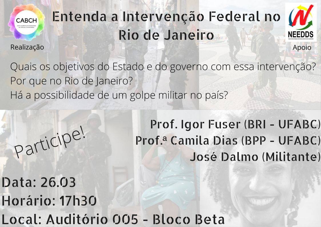 Cartaz da palestra - Intervenção Federal no Rio de Janeiro