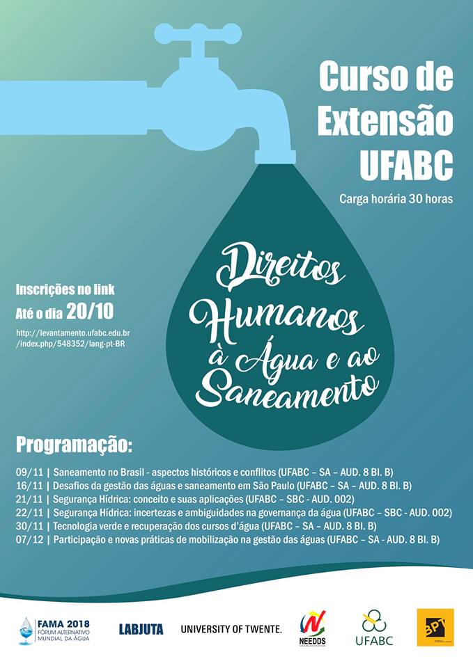 Cartaz Pré-Inscrições - Curso Direitos Humanos à Agua e ao Saneamento